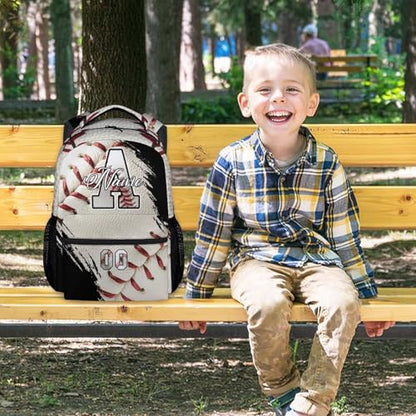 Mercuryelf Custom Baseball Backpack for Kids - Personalized Monogram Boys School Bookbag for Youth Player Team - color: White