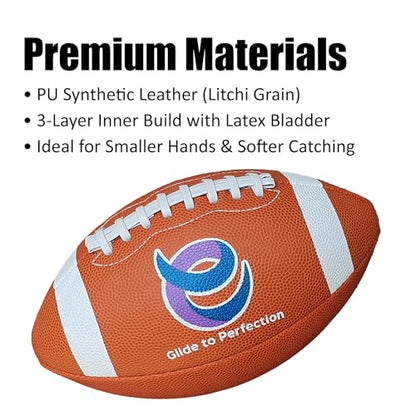 EverGlide Handmade American Football – Full Size & Junior – Durable PU Leather Litchi Grain with Grip Laces – Training, Practice, Backyard, Game-Day Play - size: Junior