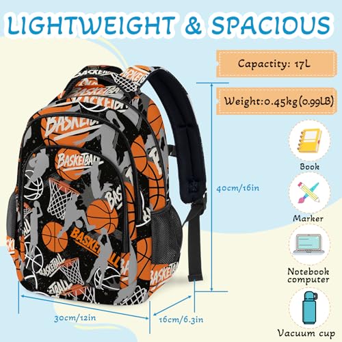 Basketball Backpack for Kids,School Bookbag Large Capacity Adjustable Bookbag Durable Lighting Multi Pockets School Bag Daypack Travel (Basketball) - color: Basketball