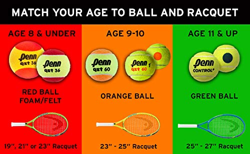Penn QST 36 Tennis Balls - Youth Foam Red Tennis Balls for Beginners - size: 2.57", style: 2-Ball Polybag