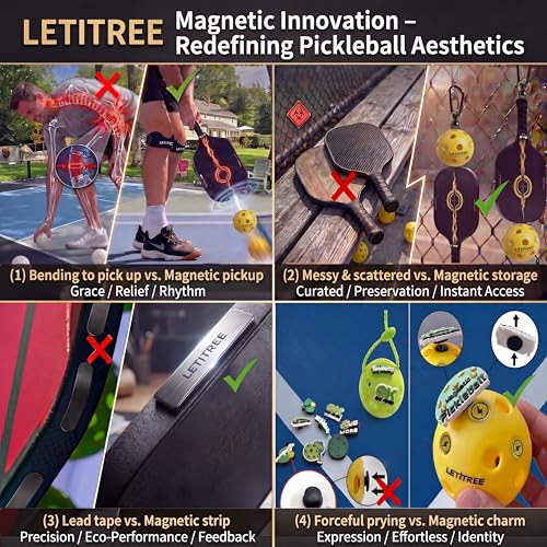 4-in-1 Magnetic Pickleball Kit (Family League Edition) ｜ No-Bend Pickup · Swing Weight Tuning · Fence Storage · Backpack Charms ｜ Gift for Pranks, Viral Videos, Birthdays & Lazy Days