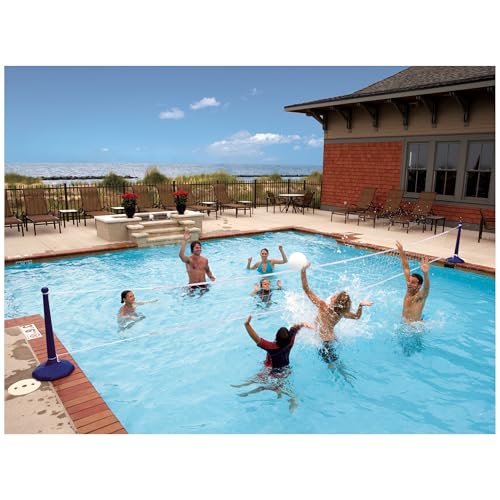 SwimWays Plastic Multi-Sport Volleyball Set, Includes 2 Bases, 1 Net, 1 Volleyball, Ideal for Pool Parties and Outdoor Games