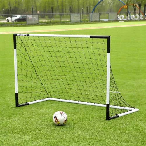 Heavy Duty Soccer Goal 2.6x3|4x6|6x8|6.5x10|6.5x12FT, All-Weather Steel Frame Tool-Free Quick Assembly Football Training Goal, Multi-Size Backyard & Match Equipment with Ground Stakes - size: M | 123x180cm