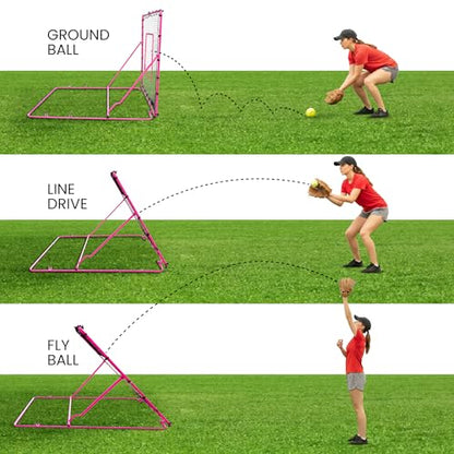 VELOCITY Adjustable Baseball Rebounder Net with 3 Return Angles, 4x4.5 Feet Soft Ball and Baseball Net for Skill Development Multi Sport Pitchback Feilding Trainer for Solo Practice