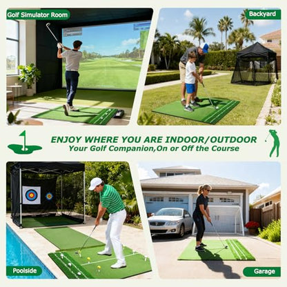 Golf Hitting Mat,Golf Mat for Practice Indoor/Outdoor, High-Elasticity Artificial Turf Mat, Portable Golf Swing Training Mat for Garage Simulator Chipping Driving Training - size: 5x4FT-22MM, style: 5x4ft Golf Dual Mat