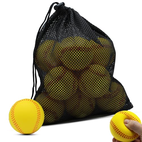 Magicorange 12 Pack Foam Baseballs Practice Foam Softballs 11 inch Training Baseballs Unmarked Baseball Soft Toss, Batting, Fielding, Hitting, Pitching - color: Yellow