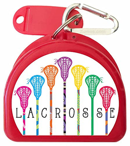 Lacrosse 7 Standing Sticks Retainer and Mouthguard Case with Carabiner, Durable Mouthguard Case for Sports, Retainer Holder for Travel and Protection, Ideal for Secure Storage- Red