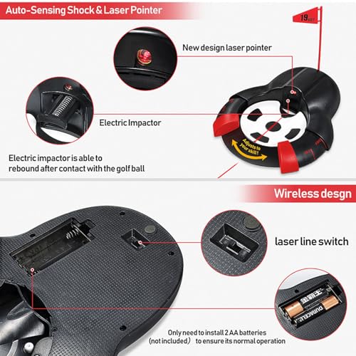 Golf Automatic Putting Ball Return Cup - Auto Returning Golf Cup Training Aid for Indoor/Outdoor Practice with a red Guide line