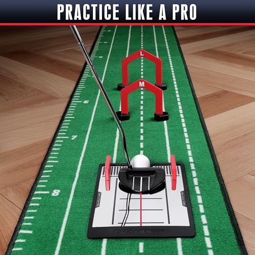 CHAMPKEY Magnetic Putting Mirror - Alignment Putting Aid for Golf - Professional Putting Thing with Golf Gates Ideal for Indoor and Outdoor Training