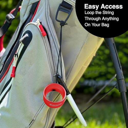 Ball Badge Aim Stripe - 360 Degree Golf Ball Line Marker Kit with Golf Bag Attachment for Perfect Alignment and Precision Putting - color: Red