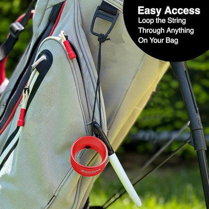Ball Badge Aim Stripe - 360 Degree Golf Ball Line Marker Kit with Golf Bag Attachment for Perfect Alignment and Precision Putting - color: Red