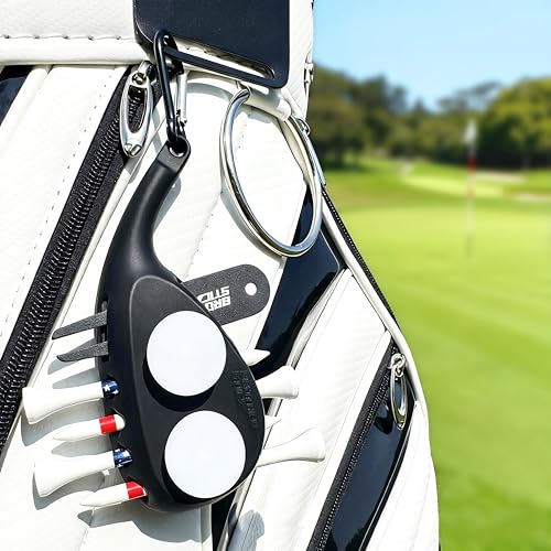 Golf Tee Holder for Golf Bag Accessories for Men, 3-in-1 Tee Caddy, Includes 6 Golf Tees, Divot Repair Tool & Golf Ball Marker, Stylish Golf Gifts for Men & Women
