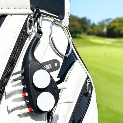 Golf Tee Holder for Golf Bag Accessories for Men, 3-in-1 Tee Caddy, Includes 6 Golf Tees, Divot Repair Tool & Golf Ball Marker, Stylish Golf Gifts for Men & Women