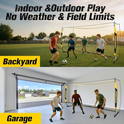 Soccer Goal, 12X6FT Soccer Goals for Backyard Training, Upgraded Collapsible Metal Base, Portable Soccer Goal for Indoor Outdoor, Easy Set Up Soccer Net with 1 Carry Bag & 4 Ground Stakes