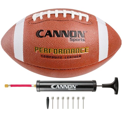 Cannon Sports Official Size Football - Composite Leather Football with Extra Grip & Durable Construction for All-Weather Play – Regulation Size Ball with Pump - color: Orange/White
