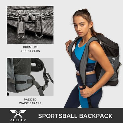 Xelfly Basketball Backpack with Ball Compartment - color: Gray