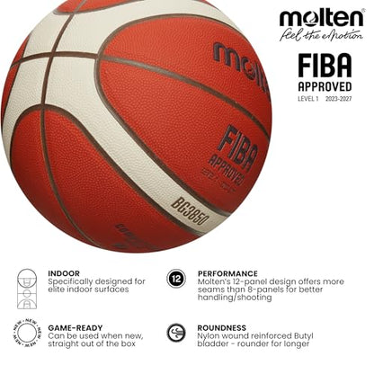 Molten BG3850 Basketball, Orange/Ivory, 6