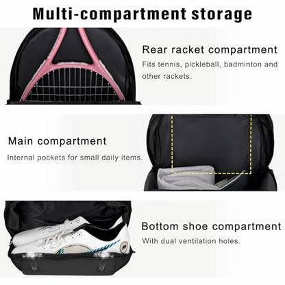 Goloni Tennis Backpack - Professional Tennis Bag for Men & Women - color: Black