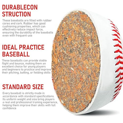 Baseballs, Practice Baseballs, Baseball for Youth Teenager/Adults Players Training Ball, Safe Throwing for Indoor/Outdoor, Batting Practice