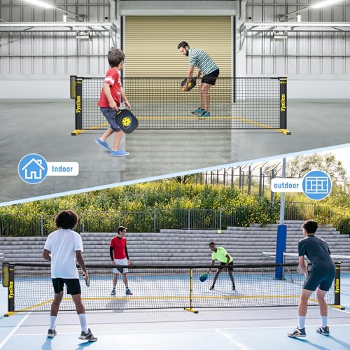 Portable Pickleball Net for Driveway, 22 FT Regulation Size & 11 FT Half Court Size Pickle Ball Net with Ball Collector, 2-in-1 Pickle Ball Net with Carry Bag for Garages Backyard