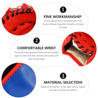 Holibanna PU Thickened Baseball Glove Red Pitcher Training Mitt for Infielder Men Youth Left Hand Throw Breathable Shockproof Anti-Slip Sports Batting Protective Gear