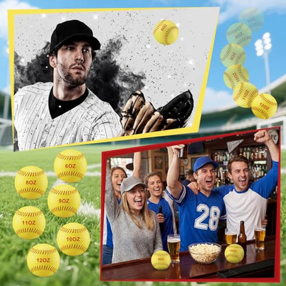 Jenaai 6 Pcs Weighted Training Baseballs Bulk 6oz to 12oz Weighted Softballs with Drawstring Bag for Hitting, Pitching Practice Strength Development