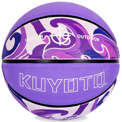 KUYOTQ Kids Toddler Youth Adult Size (3~7) Basketball Thickened Rubber or Leather Small Mini Basketball Soft Touch in & Outdoor Wear Resistant Basketball for Boys Girls Basketball Gifts (Deflated)