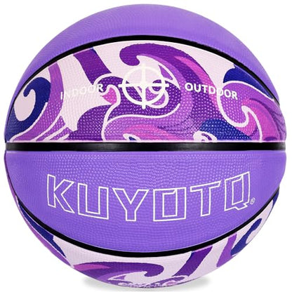 KUYOTQ Kids Toddler Youth Adult Size (3~7) Basketball Thickened Rubber or Leather Small Mini Basketball Soft Touch in & Outdoor Wear Resistant Basketball for Boys Girls Basketball Gifts (Deflated)