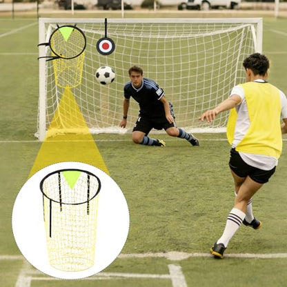 Soccer Target Net and Disc Set with Drawstring Backpack– 20” Goal Target Net (2 PCS) + 7" ABS Target Disc – Adjustable Straps, Clear Visibility for Shooting Accuracy for Solo Drills, Team Training
