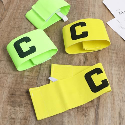 4Pcs Captain Armbands, Soccer Captain Arm Band for Kids, Adjustable Captains Armband, Nylon Elastic Captains Arm Badge for Adult, Team, Training