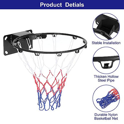 PATIKIL Basketball Rims Replacement Bear Solid Steel - color: Black