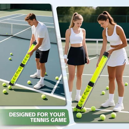 Tennis Ball & Pickleball Picker Holds 14 Balls, Ball Pickup Tube with Shoulder Strap, Lightweight Easy Pickup Portable Ball Holder, Pickleball & Tennis Ball Hopper - color: Yellow