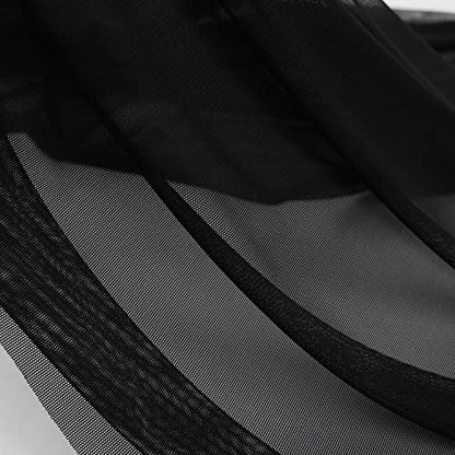 Superfine 4-Way Stretch Net Fabric Nylon Spandex Power Mesh, Pre-Cut 5 Yards Long 60" Wide, Lightweight Sheer (Black) - color: Black