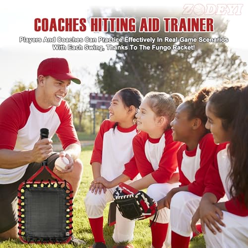 Baseball Racket for Fly Balls, Grounders, and Line Drives - Softball/Baseball Fungo Bat for Coaches and Parents to Help with Auxiliary Training - Attach a Racket Bag and Winding Tape - color: Red