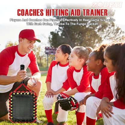 Baseball Racket for Fly Balls, Grounders, and Line Drives - Softball/Baseball Fungo Bat for Coaches and Parents to Help with Auxiliary Training - Attach a Racket Bag and Winding Tape - color: Red