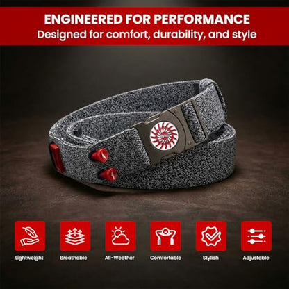 The Byrd Belt - Reversible Golf Belt with Ball Marker, Tee Sheath & Divot Tool for Men - On & Off Course Adjustable up to 44”