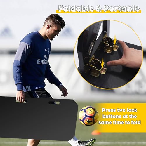 Upgrade 3-Angles Soccer Rebounder Board, Portable Soccer Wall for Adults & Kids, Foldable Soccer Training Equipment for Passing & Shooting Practice