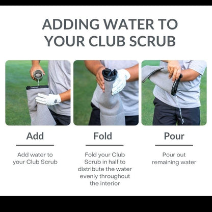 Club Scrub Towel Pro, Golf Club and Ball Cleaning Pouch with Attached Towel, Waterproof Exterior, Clean Face Technology Liner, Machine Washable, Cleans Club Grooves, Waffle-Weave Microfiber (Gray) - color: Gray