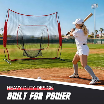 ZENY 5'x5' / 7'×7' Baseball Softball Practice Net Hitting Batting Catching Pitching Training Net with Carry Bag, Baseball Training Equipment - style: 7x7 ft