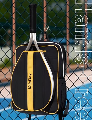Quilted Tennis Bag for Women Men- Large Tennis Backpack Holds 2 Rackets with Ventilated Shoe Compartment & Wet Pocket - color: Black