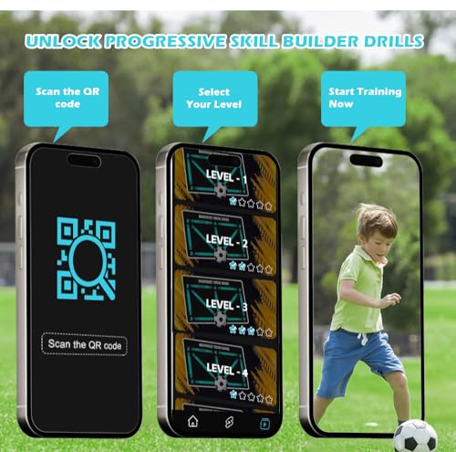 Soccer Training Mat with Video Guide & Grip Socks | 47“x32” Footwork Agility Mat for Ball Control & Speed | Non-Slip Soccer Practice Mat for All Ages, Home, Gym | Includes Training Equipment & Guide - style: 2-in-1 Basic