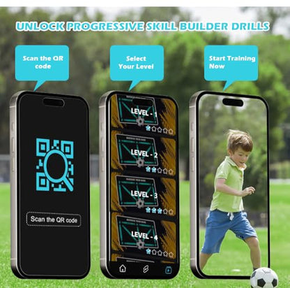Soccer Training Mat with Video Guide & Grip Socks | 47“x32” Footwork Agility Mat for Ball Control & Speed | Non-Slip Soccer Practice Mat for All Ages, Home, Gym | Includes Training Equipment & Guide - style: 2-in-1 Basic