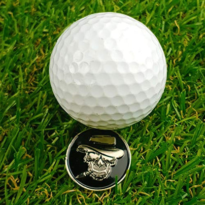 Golf Ball Markers with Hat Clips Value Sets for Men Women Golfer, Removable Attaches Easily to Golf Cap Premium Gifts - color: skull club