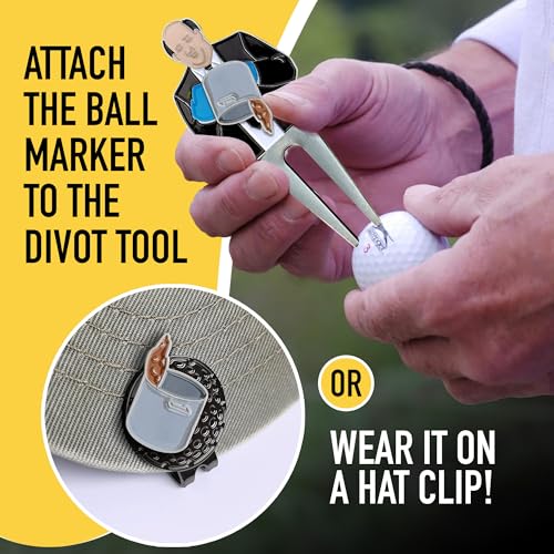 Golf Divot Tool Gift Set – Magnetic Divot Tool, Ball Marker, Hat Clip, & Case Made in USA from Durable Rust-Free Material for Easy Ball Marking, Repairing Divots, and Perfect Golf Gifts - color: Kevin