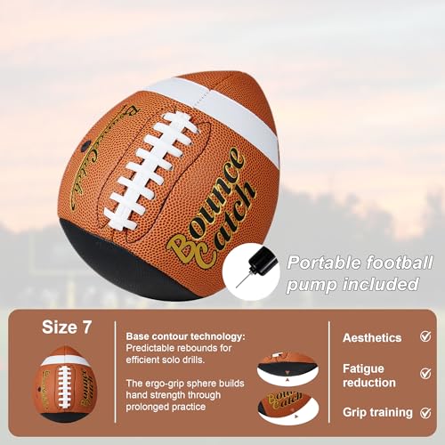 Training Football, Youth Size Fatherless Football PassCatch Solo Enhancing Passing Catching Halfball(with Pump) - style: Black-9#(Ages 14+)