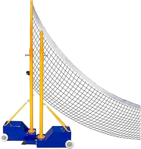Portable Volleyball & Badminton Net Stand with Stable Base & Wheels for Indoor/Outdoor Use - Adjustable Height, Easy Setup, Perfect for Gym & Backyard Games