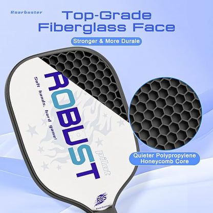 Pickleball Paddles Set of 2 or Single Option-Fiberglass or Carbon Fiber Face – Durable Solo Paddle or Complete Set with Balls & Carry Bag – Improved Spin & Precision - color: White-Fiberglass