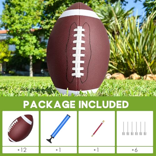 jiaonun Youth Size 6/Official Size 9 Footballs Bulk, Inflatable with Pump for Youth, Junior, Adult, College, High School, Regulation Size Football, American Football, Composite Leather Football - size: size 9, 12pack