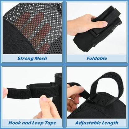 Pickleball Ball Holder Foldable Storage Mesh Bag for Pickleball Net Post, Large Storage Hanging Bag with Strap for Holding 18 Balls