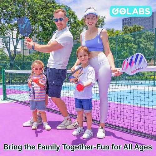 Golabs PB1 Pickleball Paddles Set of 2, Durable Fiberglass Surface& 16mm STR-Core Power Polymer Core, USAPA Approved, 8oz Lightweight & Comfort Anti-Slip Elongated Grip for Increased Power and Spin